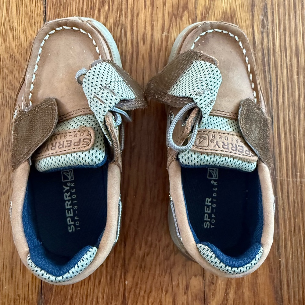 Sperry Boys “Lanyard Boat Shoe” - Size 8M, Dark Tan/Navy - Picture 3 of 4